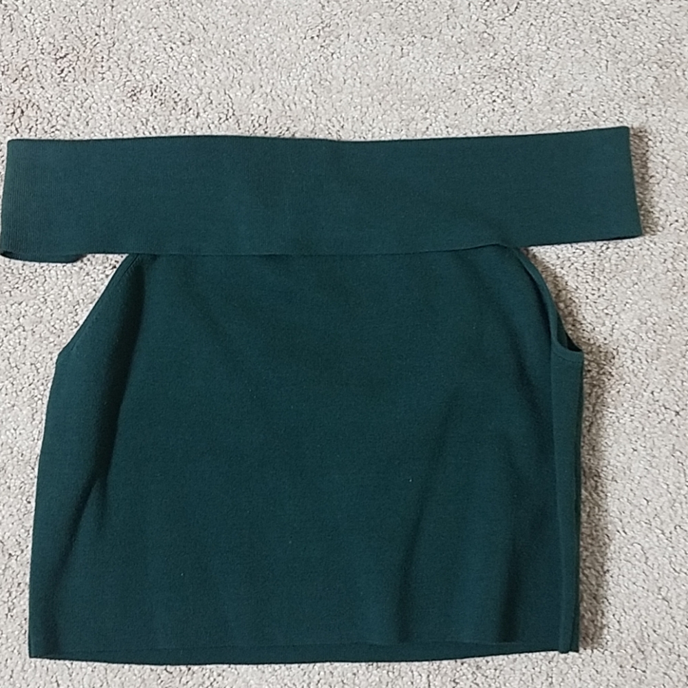 Express olive green off shoulder sweater c…